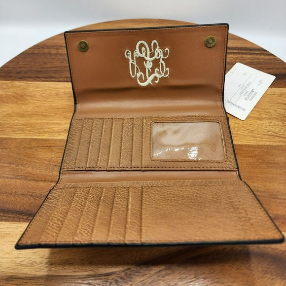 Marleylilly Wallet Brown Faux Leather TriFold Monogrammed AFP Snap Closure New - Picture 6 of 9